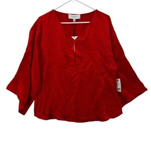 Equipment Pascaline Blouse Womens Large Red Silk Viscose Tunic Top Relaxed Fit